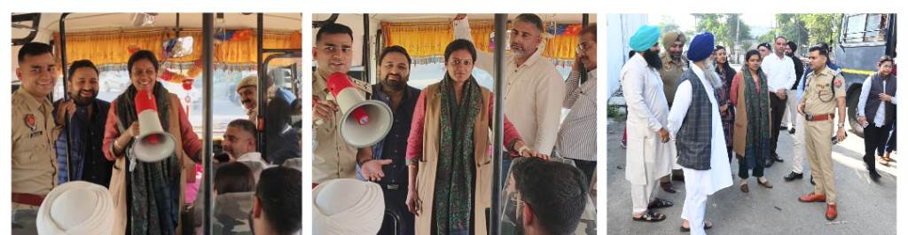 Meeting on Wheels Deputy Commissioner and SSP inspect Nagar Kirtan route on a bus